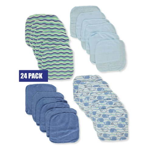 Little Beginnings Baby Boys' 24-Pack Washcloths - blue/multi, one size