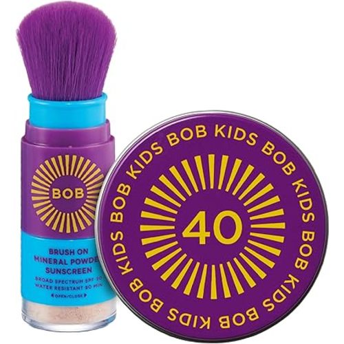 BOB KIDS Duo Pack SPF Sun Protection, SPF 30 Mineral Powder Sunscreen & SPF 40 Kids Sun Protection Balm, Broad Spectrum, Fragrance Free, Water Resistant