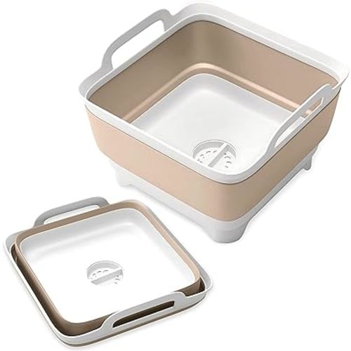 Collapsible Wash Basin with Drain Plug - 2.4 Gal(9L) Wash Basin for Baby Bottles, Foldable Dish Pans for Kitchen Sink & Camping & Hand Washing Station, Wash Bin, Laundry Tub, Portable Dish Tub