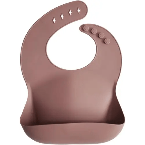 mushie Silicone Baby Bib | Adjustable Fit Waterproof Bibs (Woodchuck)