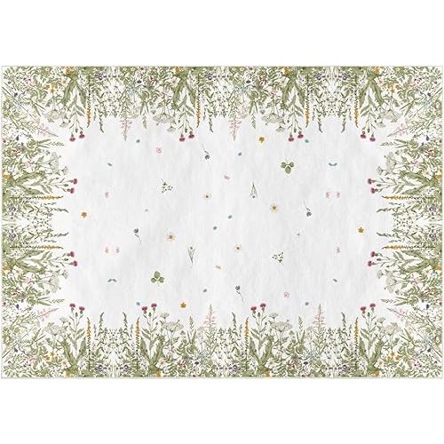 Artoid Mode Antique Herbs and Wild Flowers Area Rug, Home Decor Low-Profile Area Rugs for Entryway Bedroom Living Room Laundry Room Indoor 5x7 Feet