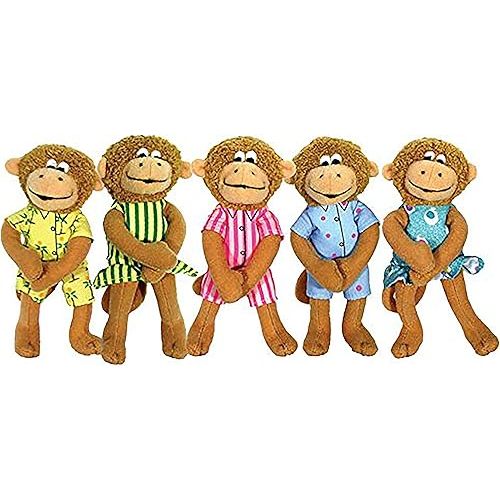 MerryMakers Five Little Monkeys Finger Puppet Playset, Set of 5, Polyvinyl Chloride, 5-Inches Each