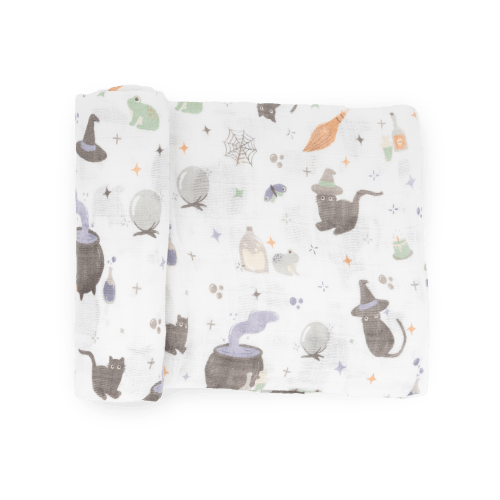 Cotton Muslin Swaddle Blanket - Cats and Cauldrons
