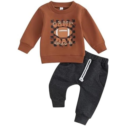 Toddler Baby Boy Sweatshirt Clothes Letter Print Long Sleeve Top+Solid Jogger Pants Infant Casual Outfits Set