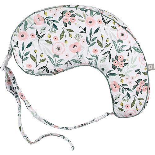 Boppy Uplift Nursing Pillow, Pink Garden, Designed to Help Reduce Reflux Symptoms for Breastfeeding, Bottle Feeding or Combo-Feeding; Plus-Sized, Comfortably Contoured Feeding Pillow