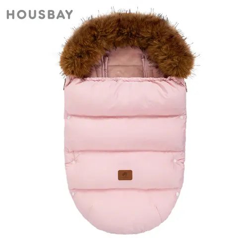 Baby Stroller Accessories Winter Footmuff Thicker Warm Removable Fur Collar Pink For Girls Baby Footmuff 92Cm Universal Pram - AliExpress