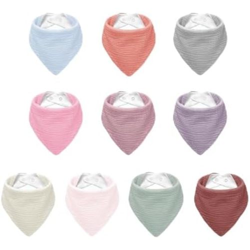 Muslin Baby Bibs,Soft Triangular Baby Bandana Drool Bibs for Baby Boy Girl,Solid Colors Bib for Drooling Teething