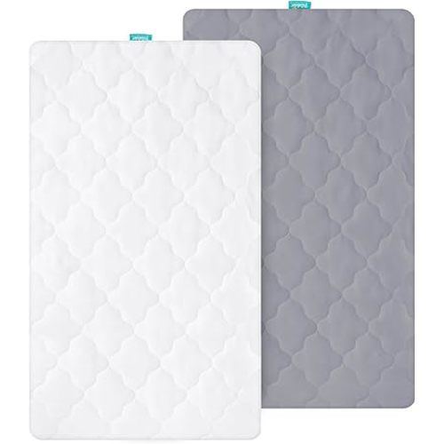 Bassinet Mattress Pad Cover, Fits 21” x 35” Airclub, HARPPA, Larex 3 in 1, Li’l Pengyu, MiClassic and Milliard Bedside Bassinet, 2 Pack, Ultra Soft Waterproof Breathable, White and Grey