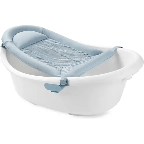 Skip Hop Baby Bath Tub 4-in-1 Grow with Baby Infant to Toddler Bathtub with Supportive Sling and Sit-Up Support Wave Age 0m+