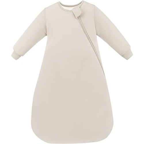 Supersoft Long Sleeve Sleep Sack 1.0 TOG, Bamboo Viscose Baby Sleeping Bag 2-Way Zipper Sleep Sack with Sleeves