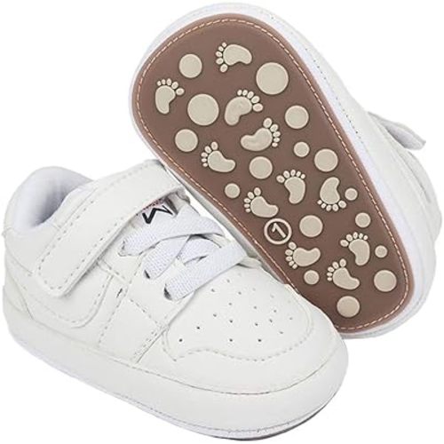 Clowora Unsex Baby Shoes Boys Girls Infant Sneakers Non-Slip Soft Rubber Sole Toddler Crib First Walker Lightweight Shoes