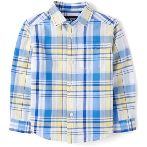 The Children's Place Baby Boys' and Toddler Poplin Long Sleeve Button Down Shirt