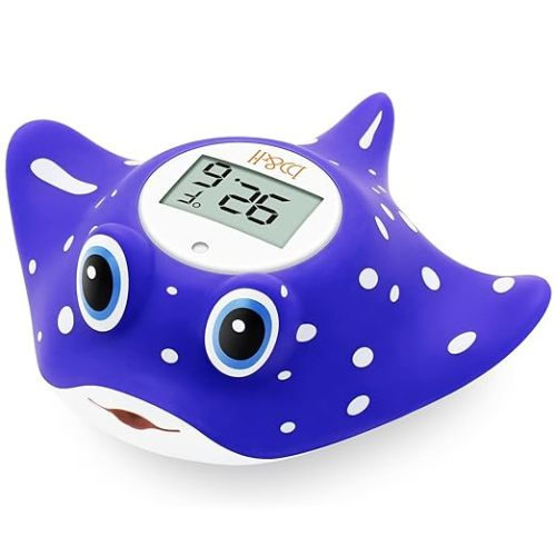 b&h Baby Bath & Room Temperature Thermometer - Digital Infant Bathtub Thermometer, Safe Toddlers Tub Time Floating Toy - Manta Ray - blue