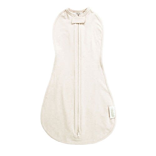 Woombie Original Baby Swaddling Blanket - Self-Soothing, Cotton Baby Swaddle with Zipper - Wearable Newborn Blanket, Organic Cream, 5-13 lbs