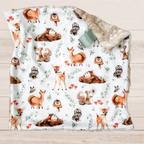 Woodland Animals Lovey Blanket | Forest Friends Security Blanket | Woodland Nursery Decor | Gift for Newborn