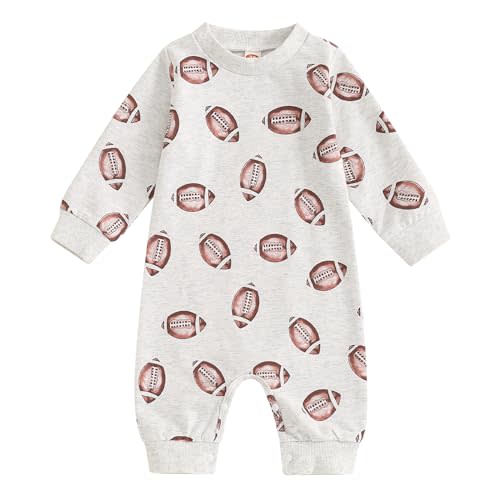 Infant Baby Boys Football Outfit Rugby Print Funny Sport Sweatshirt Romper Playsuit Football Season Bodysuit Jumpsuit