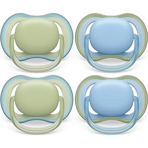 Philips Avent Ultra Air Pacifier - 4 x Light, Breathable Baby Pacifiers for Babies Aged 0-6 Months, BPA Free with Sterilizer Carry Case (Model SCF085/48)