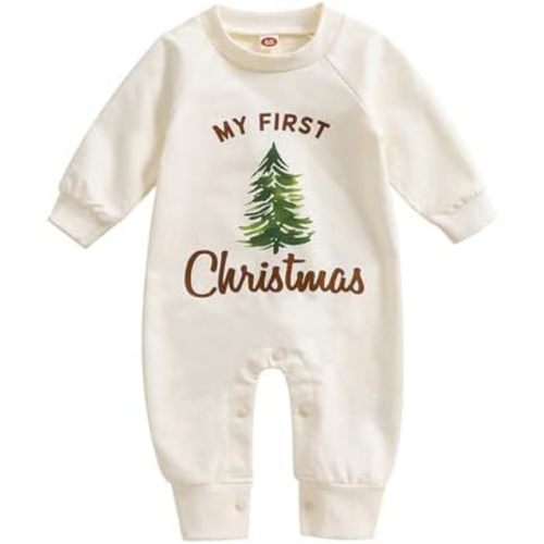 YOKJZJD Newborn Baby Boy Girl My 1st Christmas Outfit Long Sleeve Romper Jumpsuit Bodysuit Overalls Fall Winter Clothes
