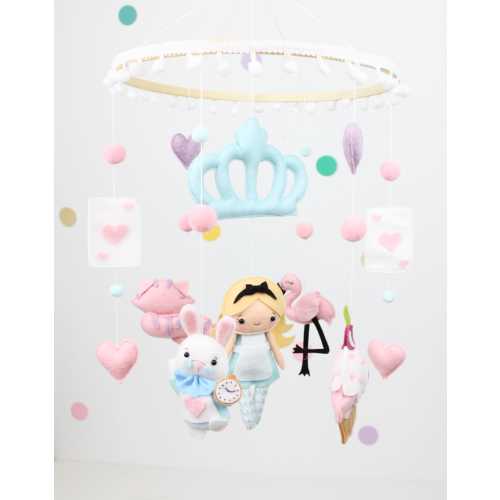 Alice in Wonderland Mobile - crib mobile - Nursery crib - baby mobile - Fairytale Decor - Pastel Colors