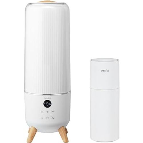 Homedics Ultrasonic Humidifier - Large Deluxe Air Humidifiers for Bedroom, Plants, Office - Top-Fill 1.47-Gallon & Portable Humidifier - Small Air Humidifiers for Bedroom, Plants, Office