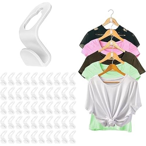 Hanger Connector Hooks – 50-Pack Clothes Hanger Connector Hooks – Space-Saving Hanger for Closet Organizer – Cascading Space Saver Hangers for Small Space Organization and Closet
