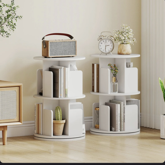 George Oliver 2 tier Rotating Bookshelf 360° Display Rack with Dividers & Anti-falling Baffles & Reviews | Wayfair