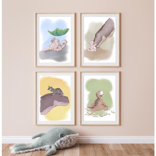 The Land Before Time, Set of 4, Dinosaur Themed Printable Wall Art for Baby Boy Room, Instant Download Decoration