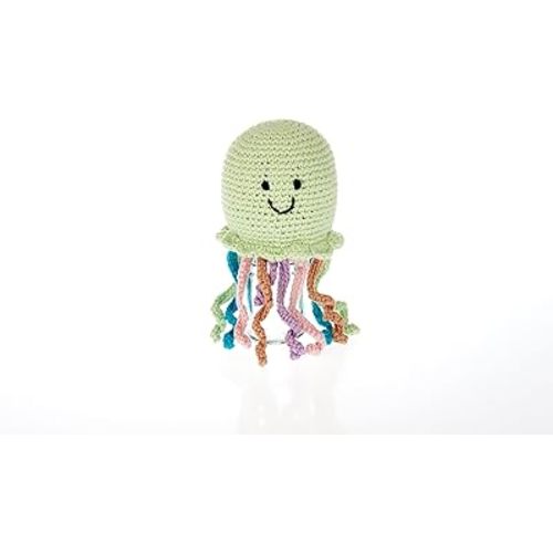 Pebble Fair Trade Handmade Crochet Cotton Jellyfish Baby Rattle