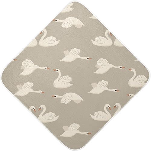 Baby Towel Swans Birds Baby Hooded Towel Brown Soft Cotton Bath Towels for Baby Newborns Hooded Towel for Boys Girls Infants Toddlers 35x35 Inch