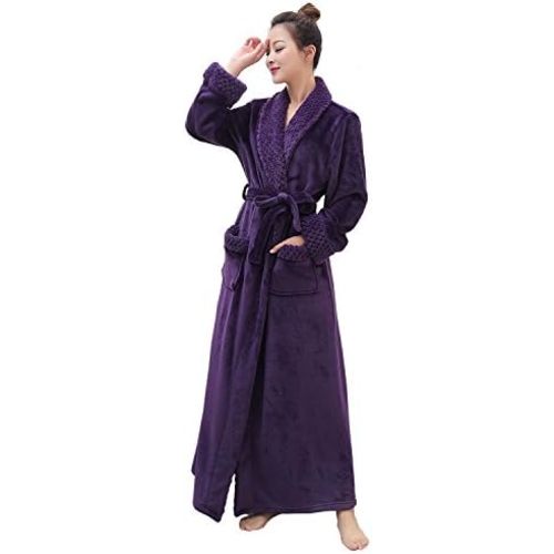 Hellomamma Long Bath Robe for Womens Plush Soft Fleece Bathrobes Nightgown Ladies Pajamas Sleepwear Housecoat