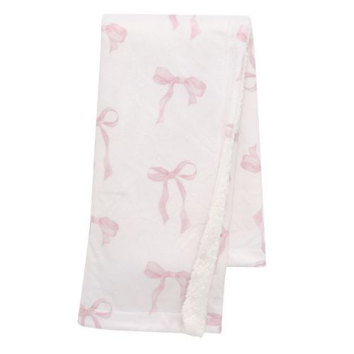 Lambs & Ivy Coquette Floral Pink Bows Aesthetic Warm Fleece Baby Blanket