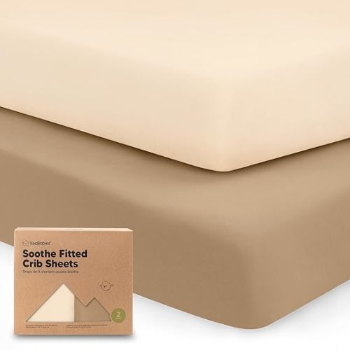 KeaBabies 2-Pack Organic Crib Sheets for Boys, Girls - 52x28 Fitted Crib Mattress Sheet Neutral, Breathable Jersey Cotton Cover for Baby Bed, Toddler Mattress, Soft & Cute Prints (Pecan)