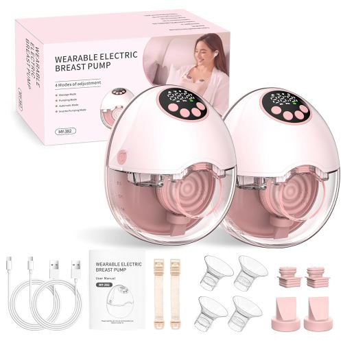2Pack Hands Free Breast Pump - Wearable Breast Pumps with 4 Modes 12 Levels, Portable Breast Pumping for Work Travel Night with Leak-Proof DoubleFit Flange, Ideal for Breast Pump