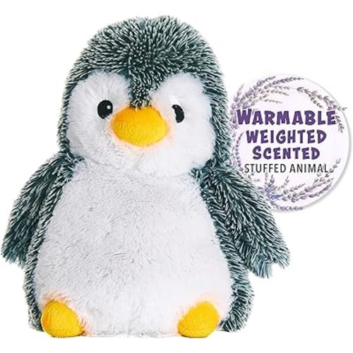 Warm Pals - Peppy Penguin - 1.5lbs - Cozy Microwavable Lavender Scented Plush Toys - Heated Stuffed Animal - Heatable Coolable Bedtime Comfort Plushie