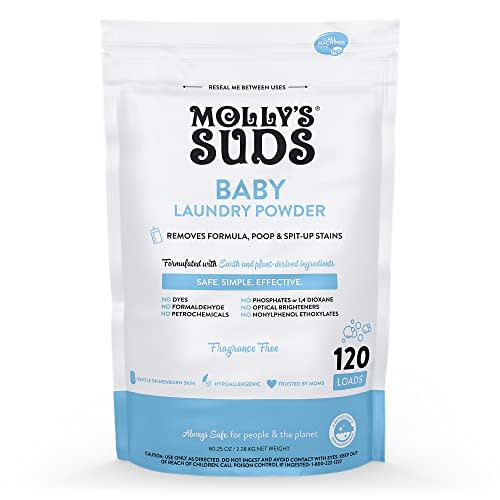 Molly's Suds Baby Laundry Detergent Powder | Removes Formula, Poop & Spit-Up Stains | Extra Gentle for Newborns (Fragrance Free)