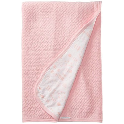 HonestBaby Matelasse Reversible Receiving Blanket 100% Organic Cotton for Baby Boys, Girls, Pattern Play White/Pink, One Size