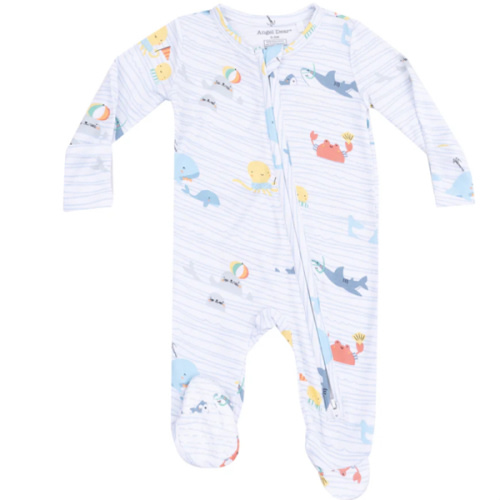 2 Way Zipper Footie - Sea Stripes – Angel Dear