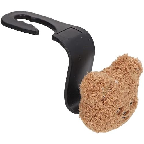 Car Seat Back Hook,Car Seat Back Headrest Hook Portable Cute Plush Bear Decor Car Seat Hook for Bottle Bib Baby Supplies (Brown Bear)