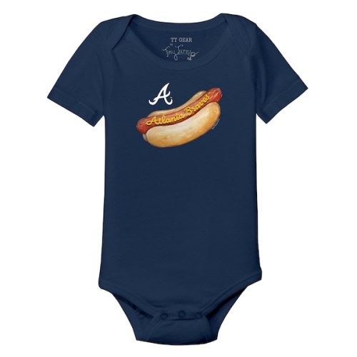 Infant Atlanta Braves Tiny Turnip Navy Hot Dog Bodysuit