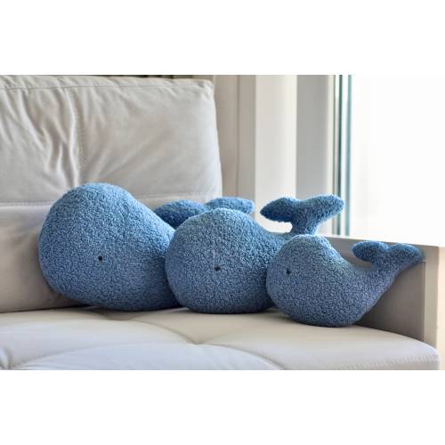 Whale Plush Toy for Kids | Big Blue Stuffed Whale for Cuddle - Handmade Plushie Ocean Animal | Whale Toy Gift for Newborn | Pillow Whale |