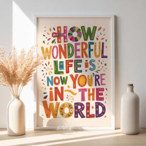 You’re In The World Print Poster, Flower illustration Print, Nursery Art, Cute Typography Poster, Quote wall Art, Colour Pop, Gifts for Her