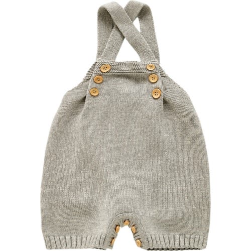 Ashmi & Co. Spencer Knit Cotton Romper, 6-9 M, Gray