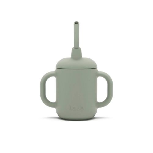 Lalo 4 fl oz 3-in-1 Silicone Training Cup with Straw - Sage