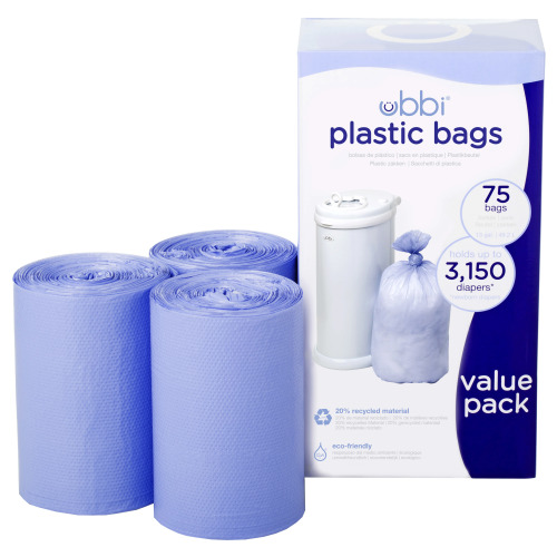 Ubbi Diaper Pail Plastic Bags, 75 Count, 13-Gallon