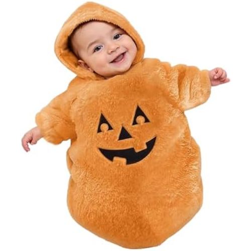 Infant Baby Girl Boy Outfits Cute Face Print Jumpsuit Plush Romper Long Sleeve Hoodie Bodysuit