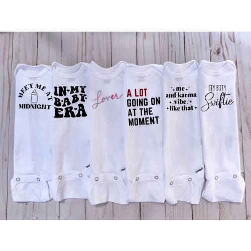 Taylor Swift Inspired bodysuits | Eras Tour Baby Merch | Lover | Swiftie | Karma | Midnights | A Lot Going On | In my Baby Era