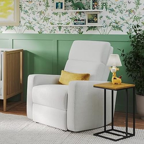 Nurture& The Glider Plus - Premium Nursery Power Recliner | Swivel Chair with Adjustable Head Support and Adjustable Lumbar Support | Built-in USB - The Ultimate Comfort for Nursing, Relaxing (Boucle)