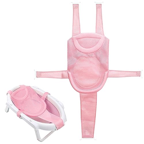 Colorlife Baby Bath Seat Support Net Infant Bathing Seat Support Mat, Adjustable Comfortable Non-Slip Five-Pointed Baby Shower Net Bathtub Sit Up Mesh for Newborn 0-6 Months-Pink(No Bathtub)