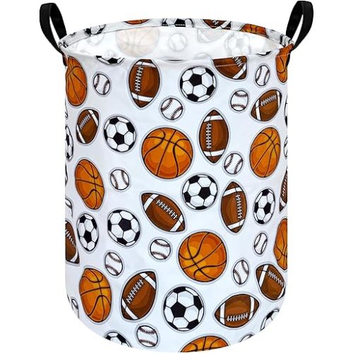 19.7 Inch Boys and Girls Laundry Basket Balls Laundry Hamper Storage Basket Fabric Material Organization Basket, Storage Bin, Toy Box,Gift Basket with Handles for Room