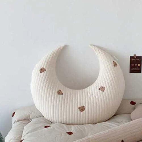 Moon Shape Nursing Baby Pillow Made of Soft Quilted Cotton
